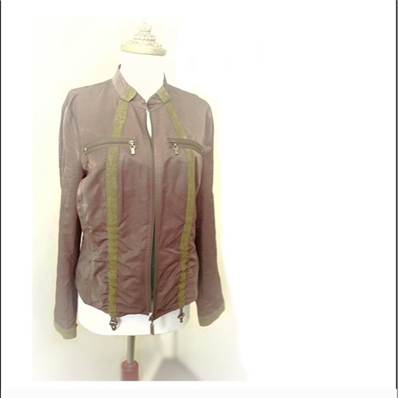Abbie Mags Military Olive Green Bomber Jacket Sz 8 - Picture 3 of 8